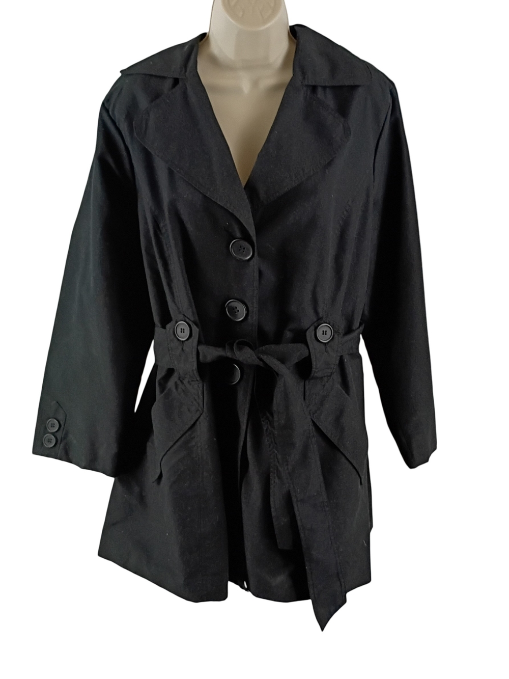 Jou Jou Black Tie-Waist Trench Coat